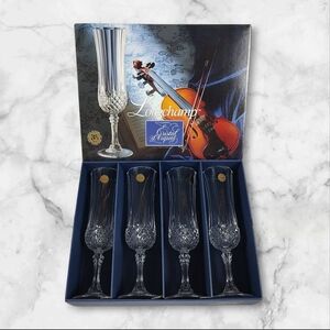 Longchamp Cristal d'Arques Crystal Champagne Flutes Set of 4 Original Box